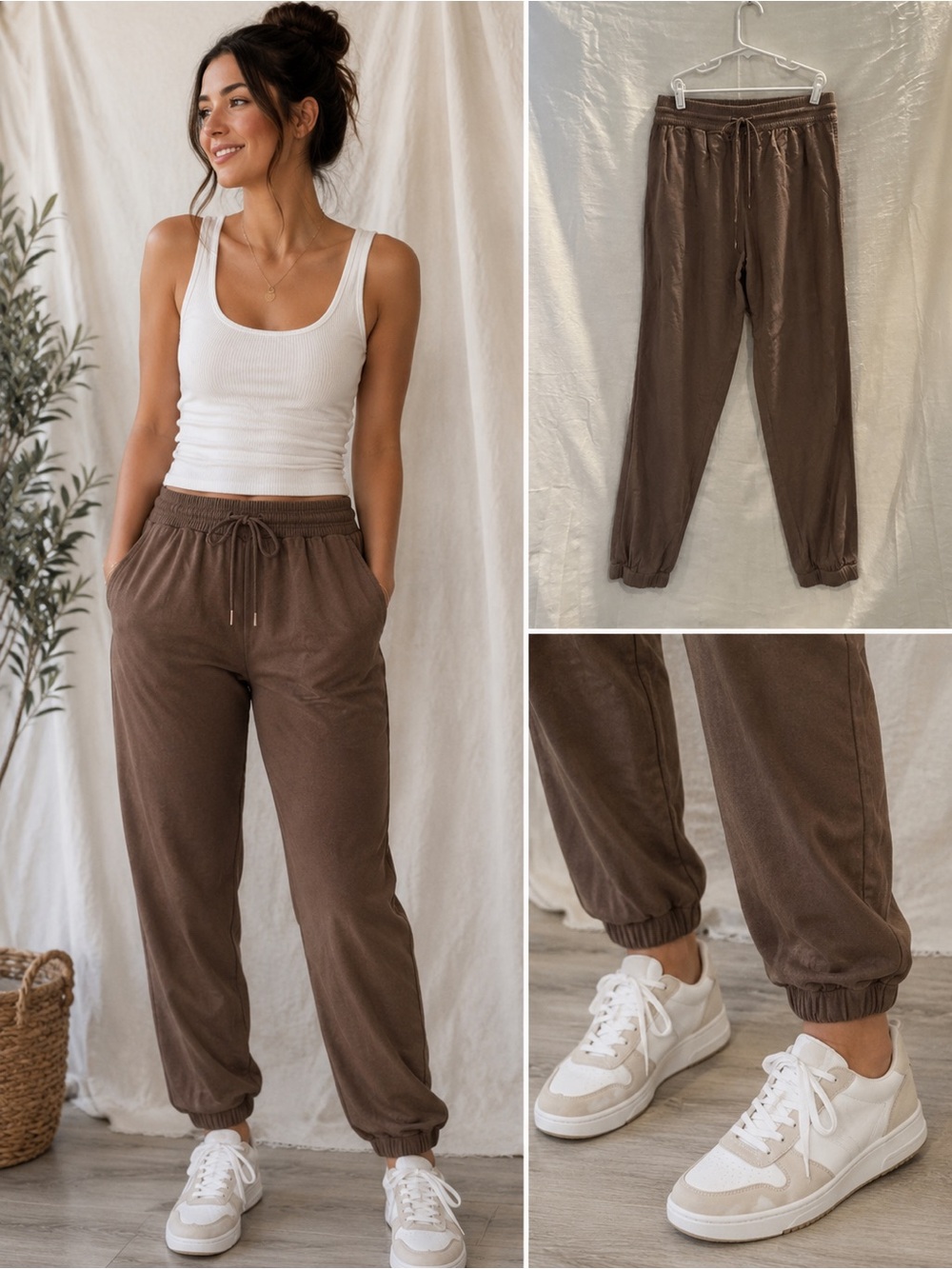 BE COOL Brown Drawstring Joggers
